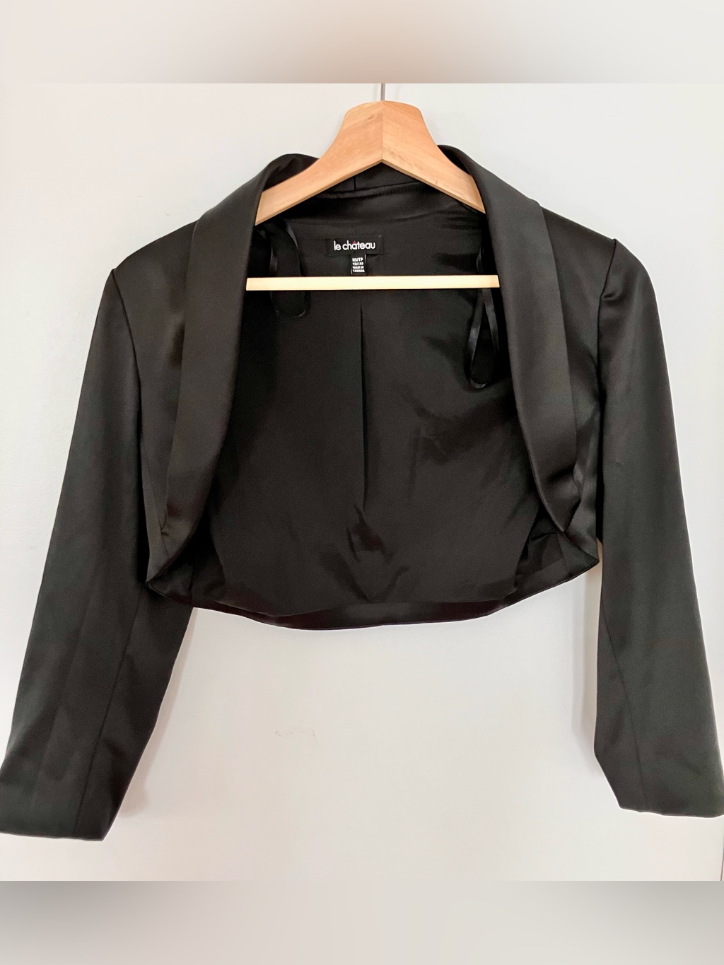 Le Chateau Black Satin Crop Bolero
